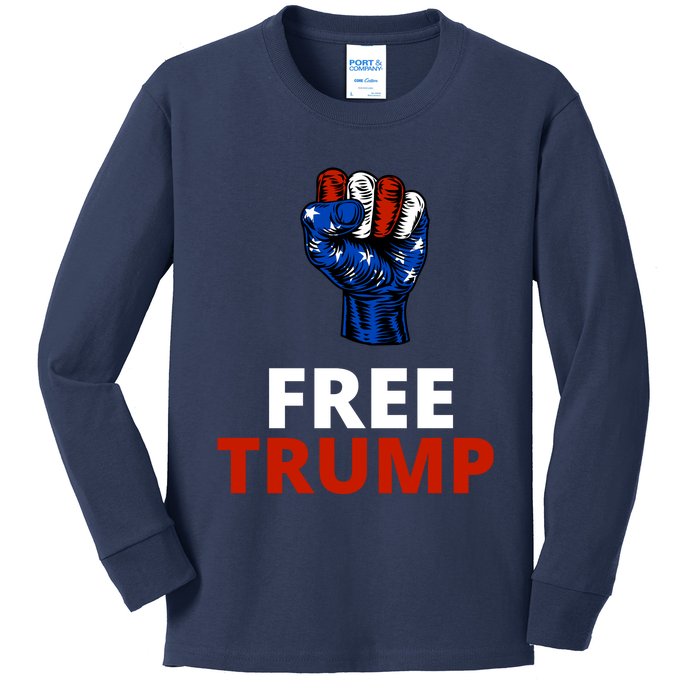 Free Donald Trump Free Trump Republican Support Kids Long Sleeve Shirt