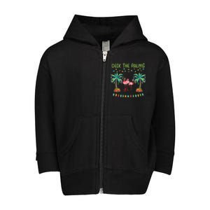 Funny Deck The Palms Merry Flamingo Christmas Light Gift Toddler Zip Fleece Hoodie