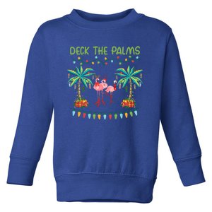 Funny Deck The Palms Merry Flamingo Christmas Light Gift Toddler Sweatshirt