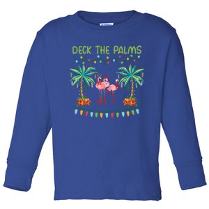 Funny Deck The Palms Merry Flamingo Christmas Light Gift Toddler Long Sleeve Shirt