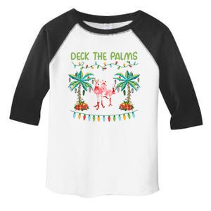 Funny Deck The Palms Merry Flamingo Christmas Light Gift Toddler Fine Jersey T-Shirt