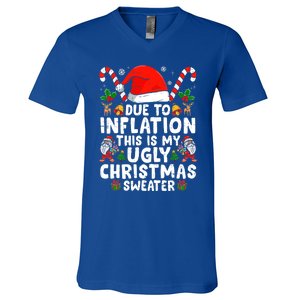 Funny Due to Inflation This is My Ugly Sweater For Christmas V-Neck T-Shirt