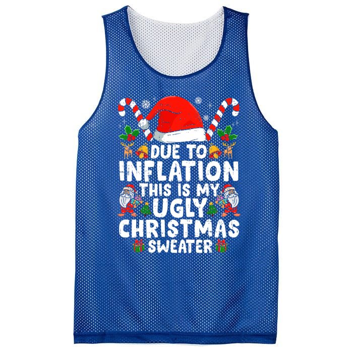 Funny Due to Inflation This is My Ugly Sweater For Christmas Mesh Reversible Basketball Jersey Tank