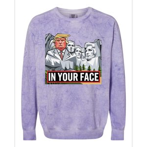 Funny Donald Trump Added To Mt. Rushmore In Your Face Colorblast Crewneck Sweatshirt