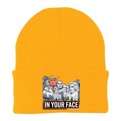 Funny Donald Trump Added To Mt. Rushmore In Your Face Knit Cap Winter Beanie