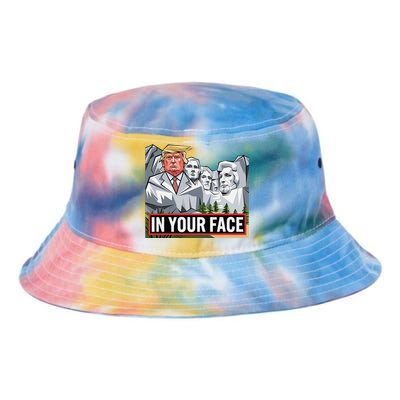 Funny Donald Trump Added To Mt. Rushmore In Your Face Tie Dye Newport Bucket Hat