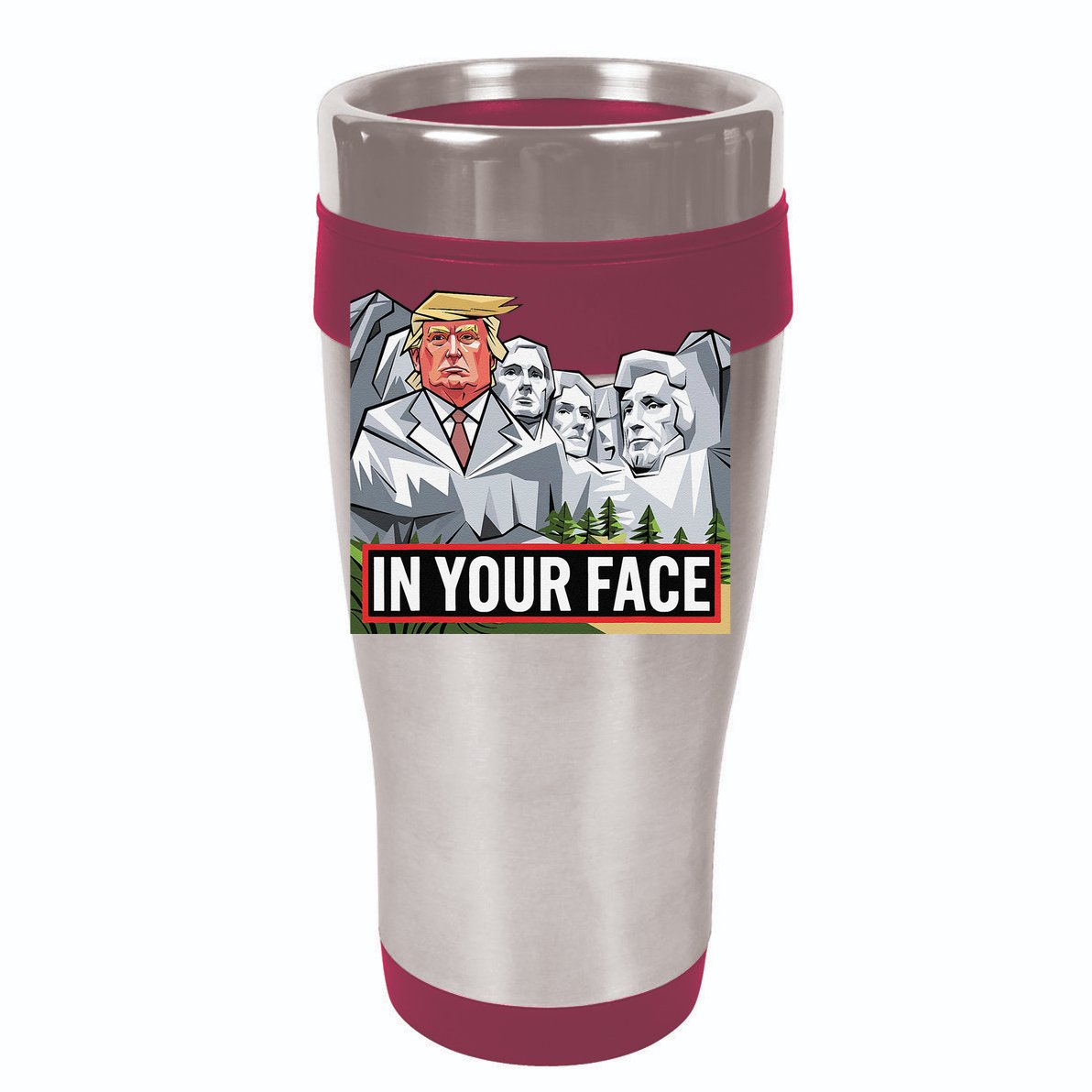 Funny Donald Trump Added To Mt. Rushmore In Your Face V-Neck T-Shirt