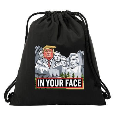 Funny Donald Trump Added To Mt. Rushmore In Your Face Drawstring Bag