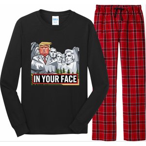 Funny Donald Trump Added To Mt. Rushmore In Your Face Long Sleeve Pajama Set