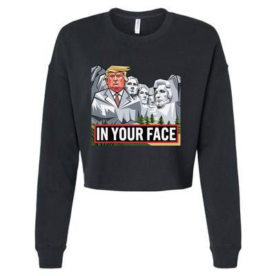 Funny Donald Trump Added To Mt. Rushmore In Your Face Cropped Pullover Crew