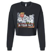 Funny Donald Trump Added To Mt. Rushmore In Your Face Cropped Pullover Crew