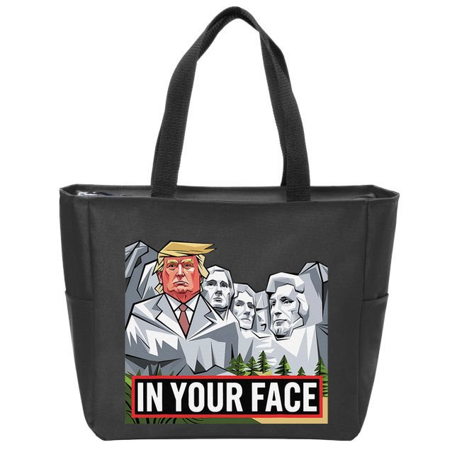 Funny Donald Trump Added To Mt. Rushmore In Your Face Zip Tote Bag