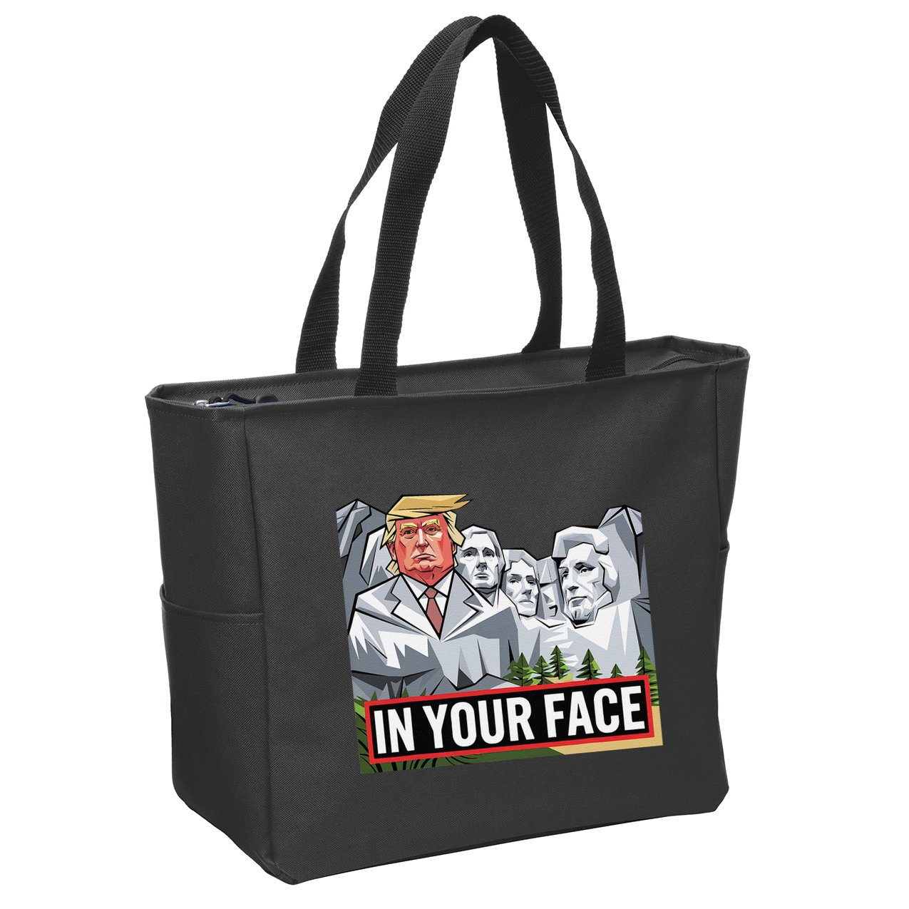 Funny Donald Trump Added To Mt. Rushmore In Your Face Zip Tote Bag