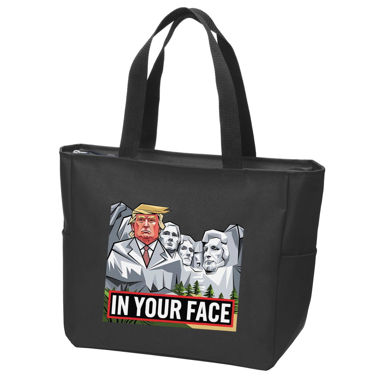 Funny Donald Trump Added To Mt. Rushmore In Your Face Zip Tote Bag
