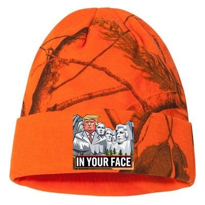 Funny Donald Trump Added To Mt. Rushmore In Your Face Kati Licensed 12" Camo Beanie