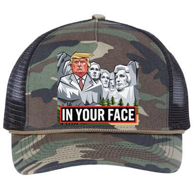 Funny Donald Trump Added To Mt. Rushmore In Your Face Retro Rope Trucker Hat Cap