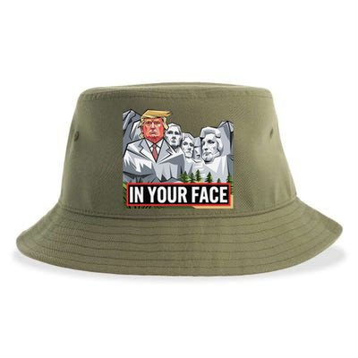 Funny Donald Trump Added To Mt. Rushmore In Your Face Sustainable Bucket Hat