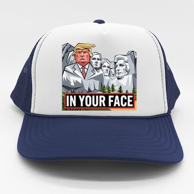 Funny Donald Trump Added To Mt. Rushmore In Your Face Trucker Hat