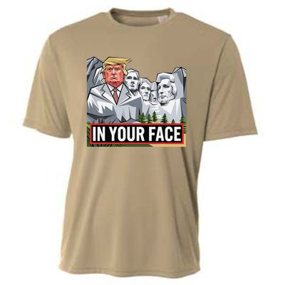 Funny Donald Trump Added To Mt. Rushmore In Your Face Cooling Performance Crew T-Shirt