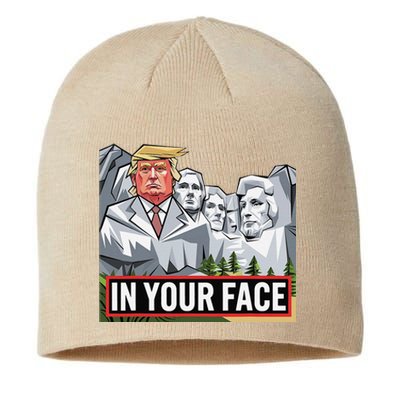 Funny Donald Trump Added To Mt. Rushmore In Your Face Sustainable Beanie