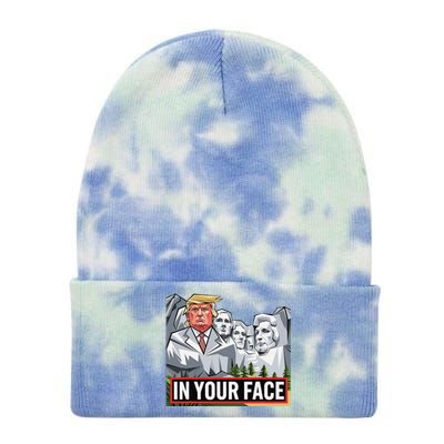 Funny Donald Trump Added To Mt. Rushmore In Your Face Tie Dye 12in Knit Beanie