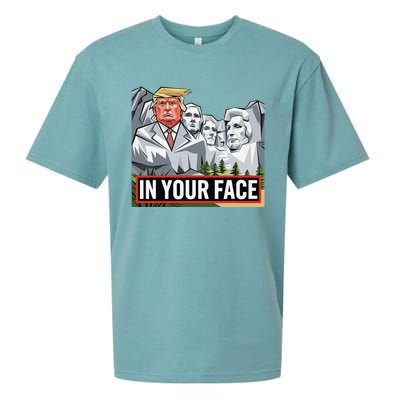 Funny Donald Trump Added To Mt. Rushmore In Your Face Sueded Cloud Jersey T-Shirt