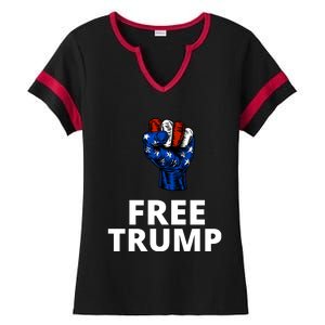 Free Donald Trump Free Trump Republican Support Ladies Halftime Notch Neck Tee