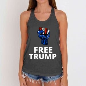 Free Donald Trump Free Trump Republican Support Women's Knotted Racerback Tank