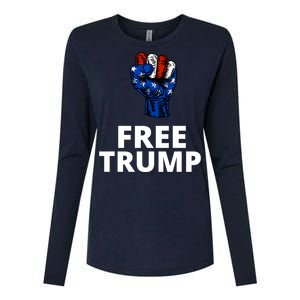 Free Donald Trump Free Trump Republican Support Womens Cotton Relaxed Long Sleeve T-Shirt