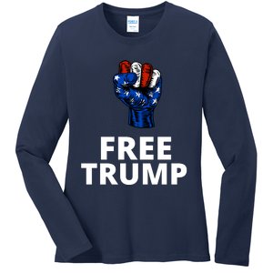 Free Donald Trump Free Trump Republican Support Ladies Long Sleeve Shirt