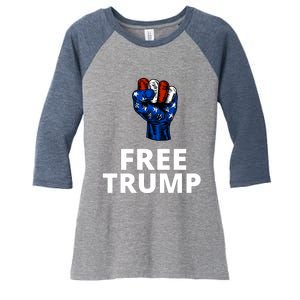 Free Donald Trump Free Trump Republican Support Women's Tri-Blend 3/4-Sleeve Raglan Shirt