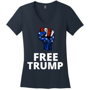 Free Donald Trump Free Trump Republican Support Women's V-Neck T-Shirt