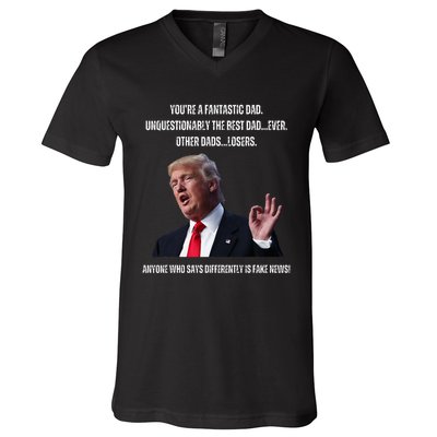 FatherS Day Trump Funny Fantastic Dad V-Neck T-Shirt