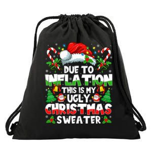 Funny Due To Inflation Ugly Christmas Sweaters Drawstring Bag