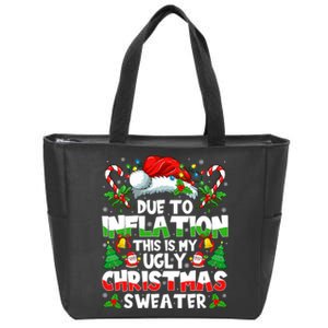 Funny Due To Inflation Ugly Christmas Sweaters Zip Tote Bag