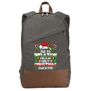 Funny Due To Inflation Ugly Christmas Sweaters Cotton Canvas Backpack