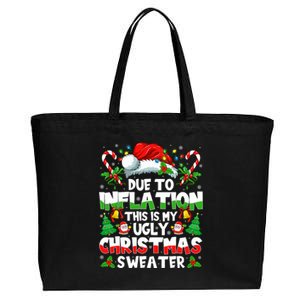 Funny Due To Inflation Ugly Christmas Sweaters Cotton Canvas Jumbo Tote