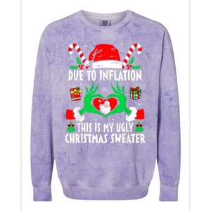 Funny Due To Inflation Ugly Christmas Sweaters For Women Colorblast Crewneck Sweatshirt