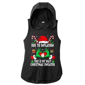 Funny Due To Inflation Ugly Christmas Sweaters For Women Ladies PosiCharge Tri-Blend Wicking Draft Hoodie Tank