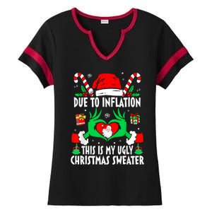 Funny Due To Inflation Ugly Christmas Sweaters For Women Ladies Halftime Notch Neck Tee