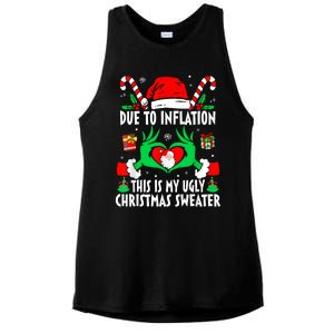 Funny Due To Inflation Ugly Christmas Sweaters For Women Ladies PosiCharge Tri-Blend Wicking Tank