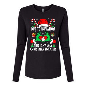 Funny Due To Inflation Ugly Christmas Sweaters For Women Womens Cotton Relaxed Long Sleeve T-Shirt