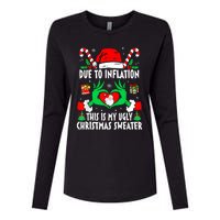 Funny Due To Inflation Ugly Christmas Sweaters For Women Womens Cotton Relaxed Long Sleeve T-Shirt