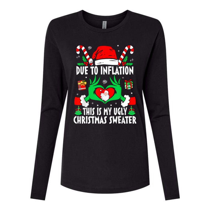 Funny Due To Inflation Ugly Christmas Sweaters For Women Womens Cotton Relaxed Long Sleeve T-Shirt