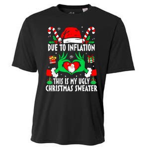 Funny Due To Inflation Ugly Christmas Sweaters For Women Cooling Performance Crew T-Shirt