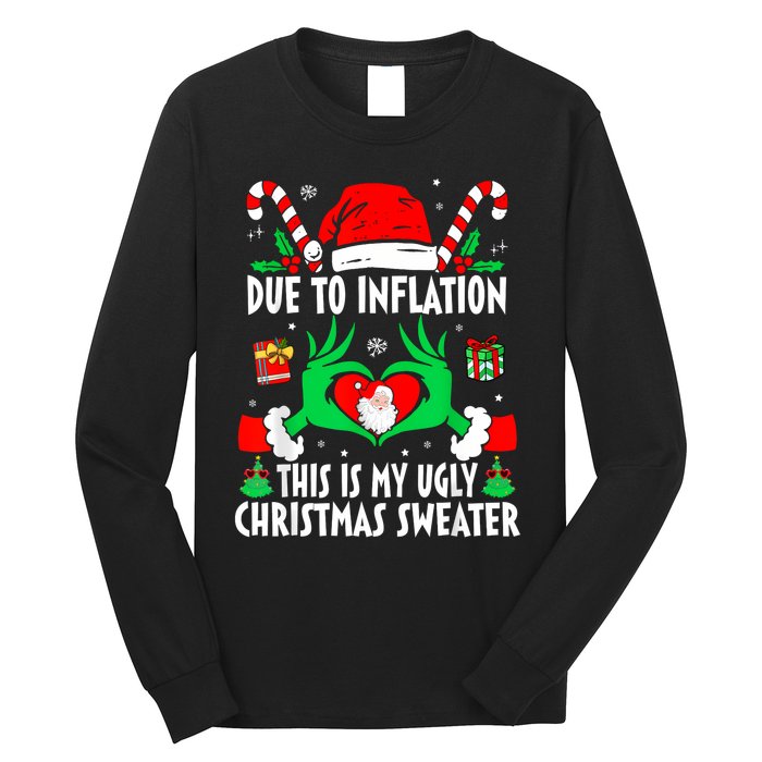 Funny Due To Inflation Ugly Christmas Sweaters For Women Long Sleeve Shirt