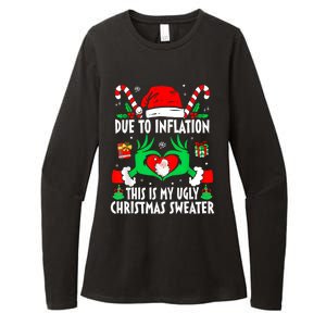 Funny Due To Inflation Ugly Christmas Sweaters For Women Womens CVC Long Sleeve Shirt