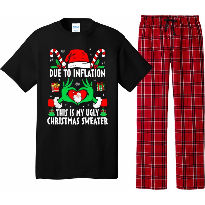 Funny Due To Inflation Ugly Christmas Sweaters For Women Pajama Set