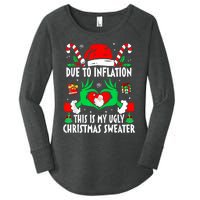 Funny Due To Inflation Ugly Christmas Sweaters For Women Women's Perfect Tri Tunic Long Sleeve Shirt