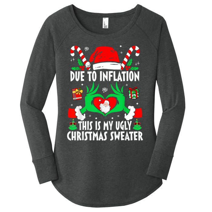 Funny Due To Inflation Ugly Christmas Sweaters For Women Women's Perfect Tri Tunic Long Sleeve Shirt